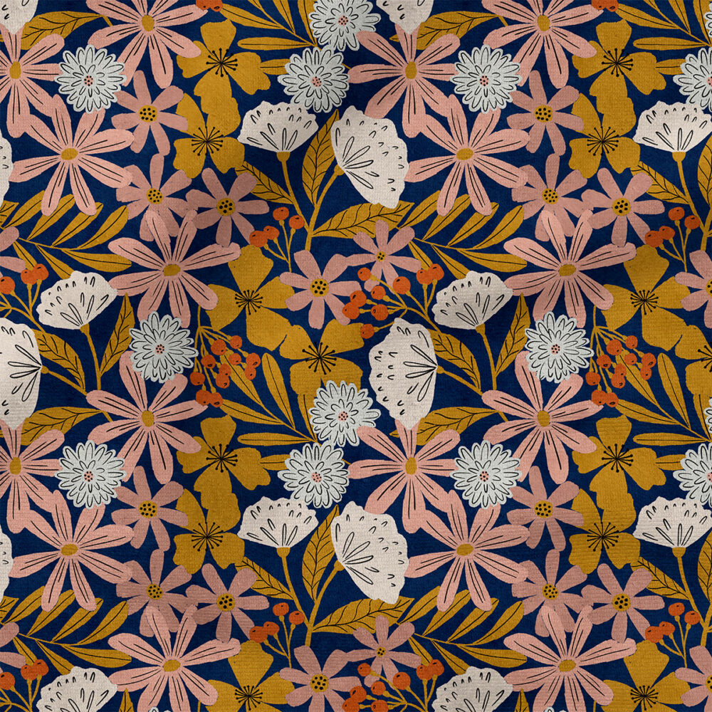 Vera (navy and pink) |  Fabric Design | Amy MacCready